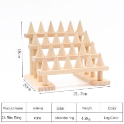 Simple Solid Wood Cone Ring Display Rack Jewelry Rack Ring Rack Display Jewelry Rack Live Stream Stall Props