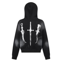 Personalized spray printed pattern hooded loose casual versatile couple style hoodie with frayed edges hat