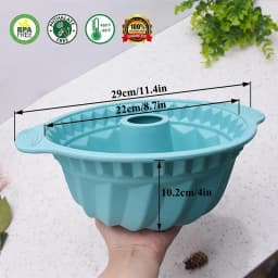 LMETJMA 9.5 Inch Silicone Fluted Pans Non-stickFluted Cake Pan with Sturdy Handle Kitchen Bundt Cake Baking Molds JT366