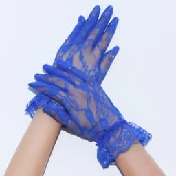 Retro Elegant Lace Thin Transparent Blue Short Gloves Women Sexy Music Festival Party Nightclub Personality Performance