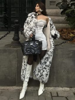 Women's Long Coats Leopard Printed Lapel Full Sleeve Faux Fur Coat Autumn Winter Lady Panelled Loose Warm Jackets New Outerwears