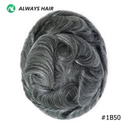 Alwayshair - DURA LACE Men's Capillary Prosthesis Hair 130% Hair Density Indian Hair Lace Toupee Wig For Man