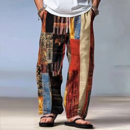 2026 Men's Trousers Summer Beach Pants Drawstring Elastic Waist 3D Print Stripe Graphic Prints Geometry Comfort Casual Pants