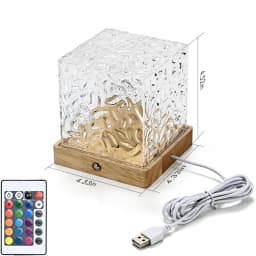 LETOUR Rotating Water Ripple Table Lamp USB Rechargeable Aurora Cube Night Light 16 Color Changeable Ocean Wave Galaxy Projector