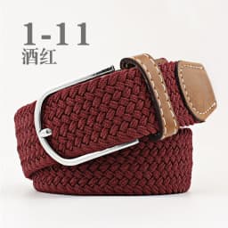 3.3x107cm Solid Color Elastic Braided Belt Casual Men's Women's Belt Stretch Canvas Pin Buckle Waistband