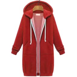 Long Zip Hooded Sweat Jacket For Women Drawstring Long Sleeve Outerwear With Side Pockets For Cold Season Daily Matching