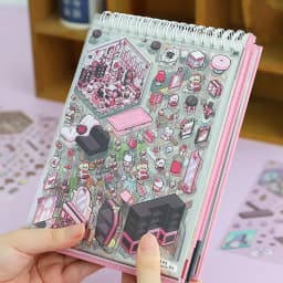 Mr. Paper 1 Sticker Book + 1 Tweezer, Miniature Scenes Cartoon Landscape Collection 4.0 Gothic Theme DIY 3D Sticker Cabin Scenes