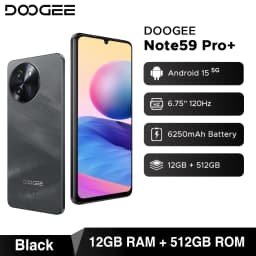 Global Version DOOGEE Note59 Pro+ 5G Smartphone 36GB(12+24) 512GB 6.75" HD+ 120Hz UNISOC T8200 50MP Camera 6250mAh Battery NFC