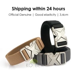 KOLBER New Silver Elastic Belt for Men Metal Buckle Quick Release 3.4cm Casual Belt Tight Woven Stretch Belt Tactical Girdle