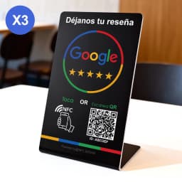 Spanish English QR Code NFC Standing Sign Google Review NFC215 Review Stand Click URL Unlimited Modification Editing QR Codes