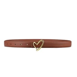 Women's Leather Belt with Smooth Heart Buckle, Minimalist and Premium Style, Suitable for Jeans, Suits, and Dresses