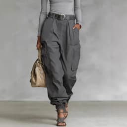 Vintage Casual Loose Multi Pocket Work Pants Vacation Solid Color Sports Pants Women Temperament with Ankle Cuffs Sweatshirt