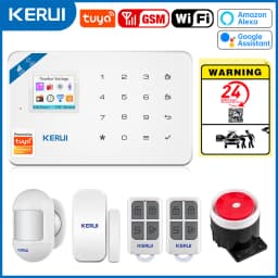 KERUI W181 Tuya Smart WIFI GSM Security Alarm System Works With Alexa Home Burglar Motion Detector Door Sensor Outdooor Camera