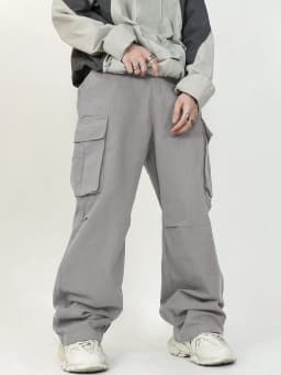 3D Pockets, Street-styling Workwear, Trendy Functional Lacing, Loose-fitting Casual Pants, Men's Straight-cut Fashion