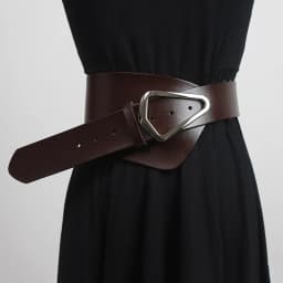[EAM]  Irregular Genuine Leather Wide Multicolor Belt Personality Women New Fashion Tide All-match Spring Autumn 2026 1DD3996