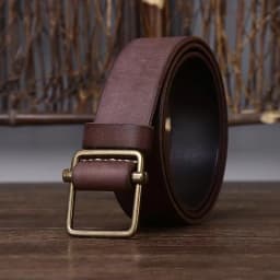 3.8CM No Hole Men's Belt Thick Genuine Leather Strap Copper Buckle Cowhide Casual Jeans Belt High Quality Retro Luxury Male Belt
