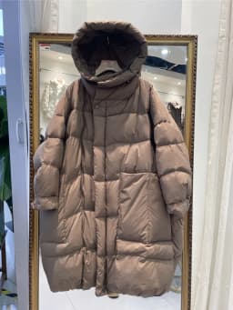 Schinteon Women White Duck Down Long Jacket with Hood Loose Over Size Coat Autumn Winter Warm Outwear Korean Style Big Pockets