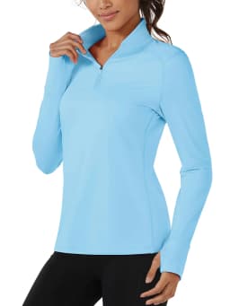 TACVASEN Fleece 1/4 Zip-Up Pullover Womens Warm Long Sleeve Outdoor Sports Tops Breathable Athletic Running Jogging Sweatshirts