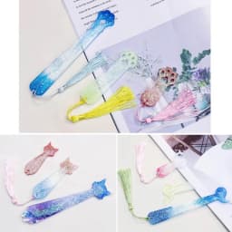 DIY Rectangle Cat Claw Dolphin Bookmark Silicone Mold with Hole Bookmark Hanging Pendant Ornaments Epoxy Resin Casting Mould