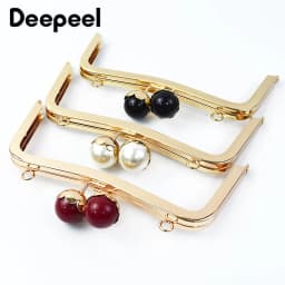 1/2Pcs Deepeel 20cm Metal Handle for Bags Pearl Head Kiss Lock Clasp Purse Brackets HandBags Handles Replacement Accessories
