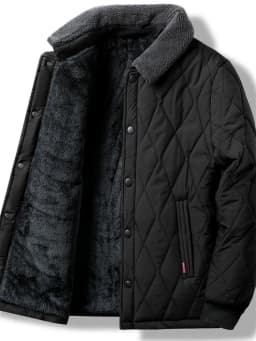 New Autumn/Winter Solid Color Fleece-Lined Thickened Warm Windproof Cotton Jacket Men's Casual Loose Sports Plus Size Outerwear