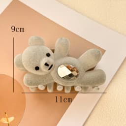 1pc Cute waving teddy bear hair clip with high aesthetic value, rhinestone headband, shark clip, Valentine's Day hair accessory