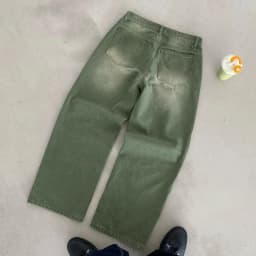Y2K Retro Matcha Denim Jeans Washed Billiard Embroidered Denim Pants London Fashion New York Style Streetwear Unisex Baggy Jeans