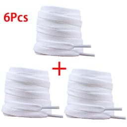 2Pcs/6Pcs/10Pcs 8mm Wide Flat Shoelaces for Sneakers - Quality Solid Color Shoe Laces - Classic White & Black