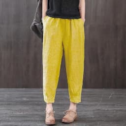 New Women's Casual Pants Thin Loose Cotton Linen Nine Points Harlan Bla Mom Straight Leg Pants Spring Summer High Waist