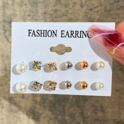 Boho Big Circle Hoop Earring Set for Women, Gold Color Bohemia Vintage Pearl Earring Heart Zircon Ear Studs Jewelry Gifts