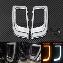 Motorcycle LED Turn Signal Running Fairing Lower Grills Light Black For Harley Touring Tri Road Street Electra Glide FLHTCU