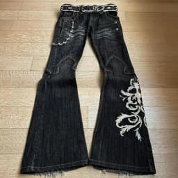 HOUZHOU Vintage Embroidery Patchwork Women Flared Jeans Y2k Harajuku Wide Leg American Style Denim Pants Baggy Punk Streetwear