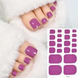 1Sheet=22Tips Glossy Red Toe Nail Stickers Full Cover Solid Color Press On Toenails Patch UV Baking Free Foot Gel Polish Wraps #
