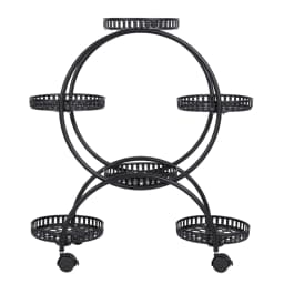 Heavy Duty Metal Plant Stand with Lockable Wheels Garden Cart Flower Pots Holder for Indoor Outdoor Use