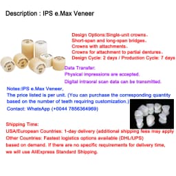 OEM Custom Dentures Fixed Restorations CAD/CAM Multilayered Zirconia IPS e.Max Veneer Post PFM Co-Cr Alloy FMC Bridge