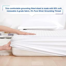 MAXSHARER Earthing 160*200*30cm Fitted Sheet Organic Cotton with Conductive Silver Fiber Grounding Bed Sheet for Nature Wellness