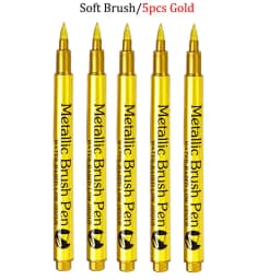 Brush Metallic Craftwork Pen Silver/Gold Permanent Acrylic Paint Pens Markers for Rock Painting 1-5MM Soft/Hard Nib Art Supplies