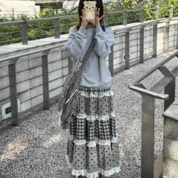 New Multi-layer Ruffle Plaid Thin Dot Splicing A-line Long Skirt Versatile Japanese Style Girls All-season Half Skirt