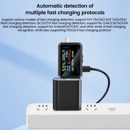 Multi-function USB Type-C Digital Tester DC4.5~36V Voltmeter Ammeter Power Capacity Resistance Temperature Meter IPS Display Fast Charging Protocol Detector Support Screen Off Function
