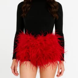 Real Ostrich Feather Fur Short Pants Hot Pants Sex Fashion 23A0409