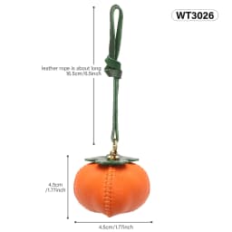 CRAZYSMITH Handmade Genuine Leather Bag Charm Persimmon Keychain Purse Charms Bag Pendant for Handbags Gift Bag Accessories