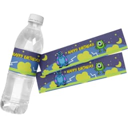 Monsters University Party Decor Water Bottle Sticker Labels Baby Shower Mike Sullivan Theme, Kids Birthday Party Supplies, 24Pcs
