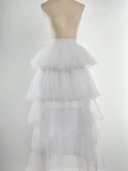 Women's High Low Tutu Skirts Sweet Elastic Waist Tulle Layered Ruffles Princess Petticoat Mesh Long Tiered Skirt For Prom Party