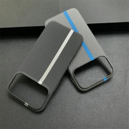 Contrast Clash Color Carbon Fiber Thin Matte Case for iPhone 17 Pro Max 16 15 14 13 12 11 Stripe Pattern Shockproof Bumper Cover