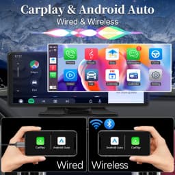 HIPPCRON 10.26" Portable Car Stereo, Wireless CarPlay & Android Auto Touch Screen GPS Navigation FM Multimedia Player
