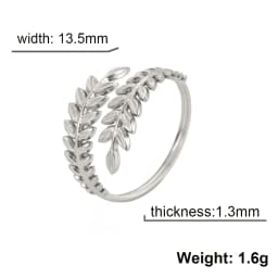 Skyrim New In Wheat Ears Leaf Ring Boho Stainless Steel Gold Color Open Women Rings 2026 Trendy Jewelry Valentine Gift Wholesale