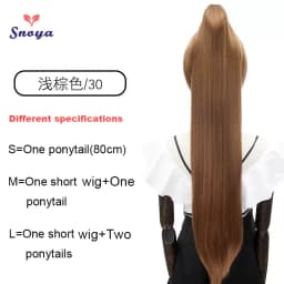 Snoya Synthetic 80cm Versatile Long Straight Claw Clip Ponytail Extensions for Ancient Costume Design Red Purple Pink Blue Black
