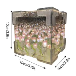 Cube Tulip Flower Sea Night Light DIY Tulip Mirror Light Bedroom Atmosphere Decoration Bedside Lamp Girls Mother's Day Gift