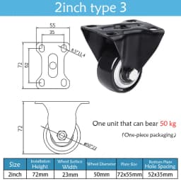 1.5-5 Inch Polyurethane Swivel Caster M6/M8-M12 Screw For Furniture Wheel Caster Wheels 360° Caster Wheel Industrial With Brake