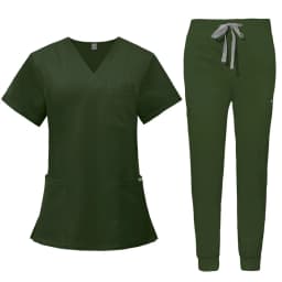 Short Sleeve V-neck Tops+jogger Pants Set Scrubs Uniform Suit Nursing Uniform Women Multicolor Pet Doctor Scrub Medical Workwear